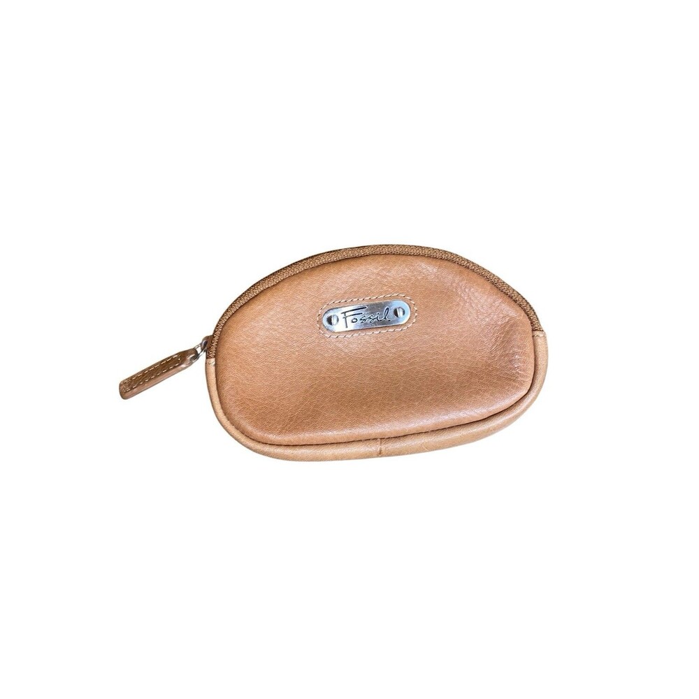 Fossil Brown Leather Zip Up Coin Wallet